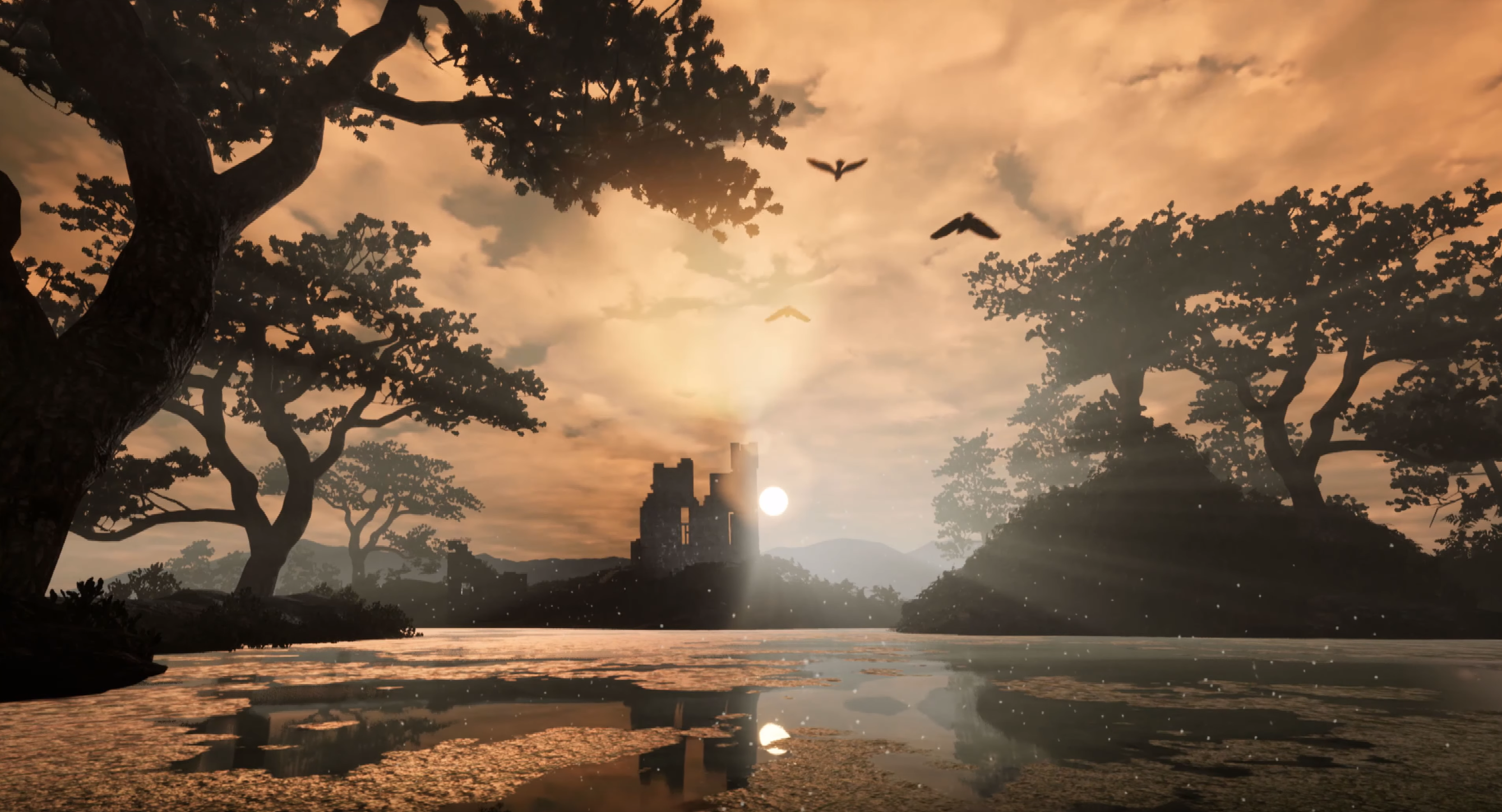 Castle Ruins by a lake