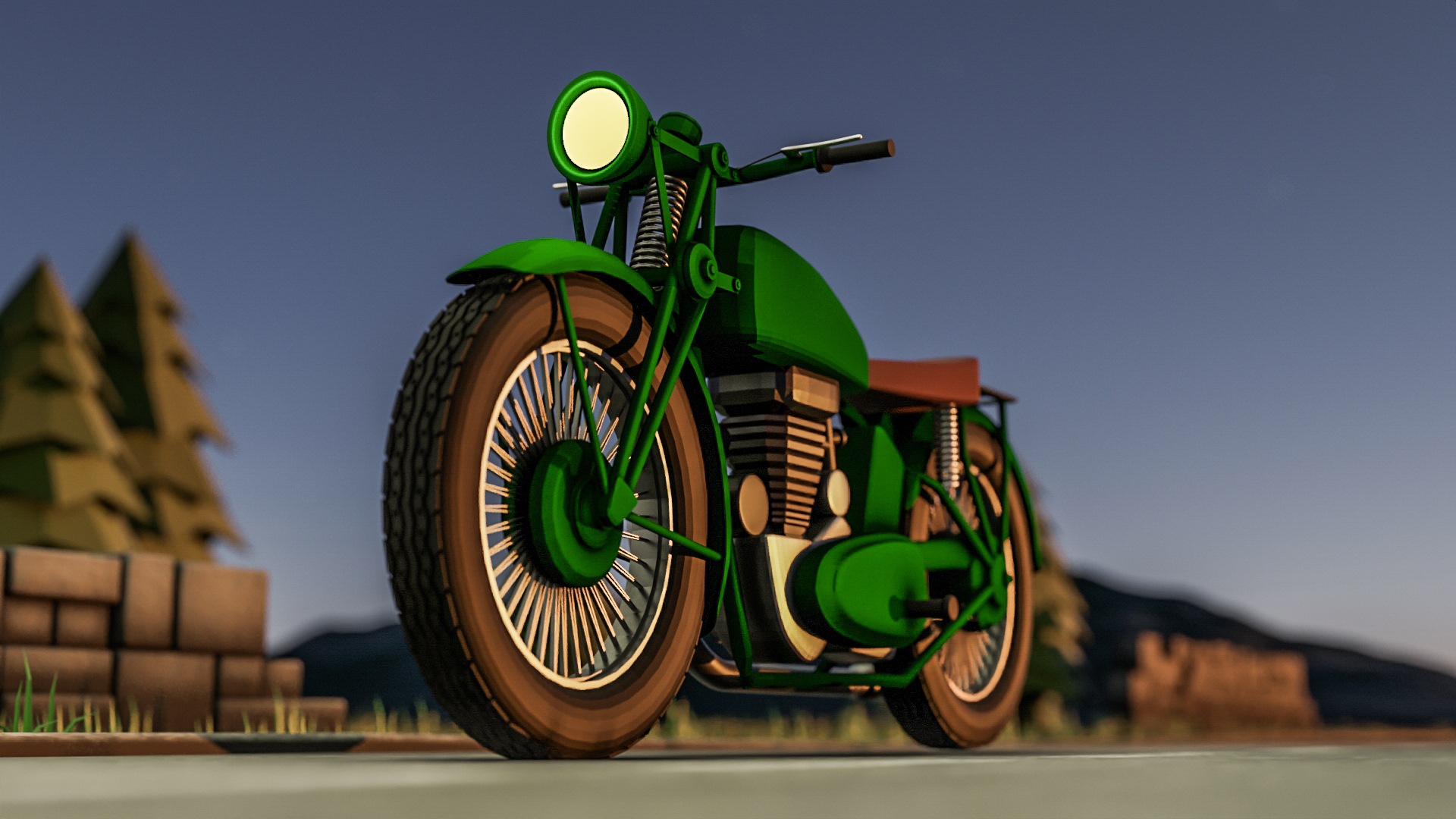 low poly motorbike