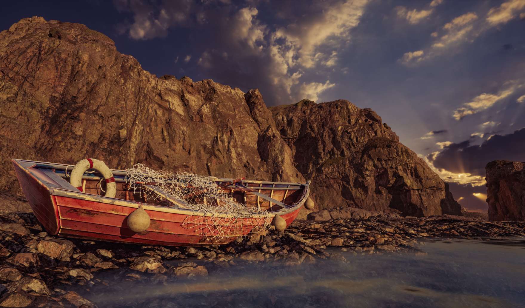 Fishing Boat on shoreline