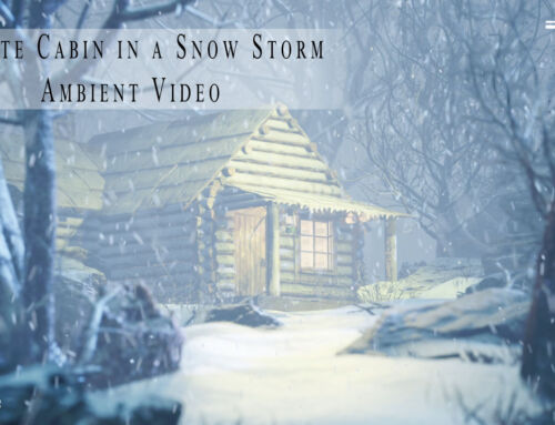 Snowy cabin – Winter Snow Storm – Ambient Scene