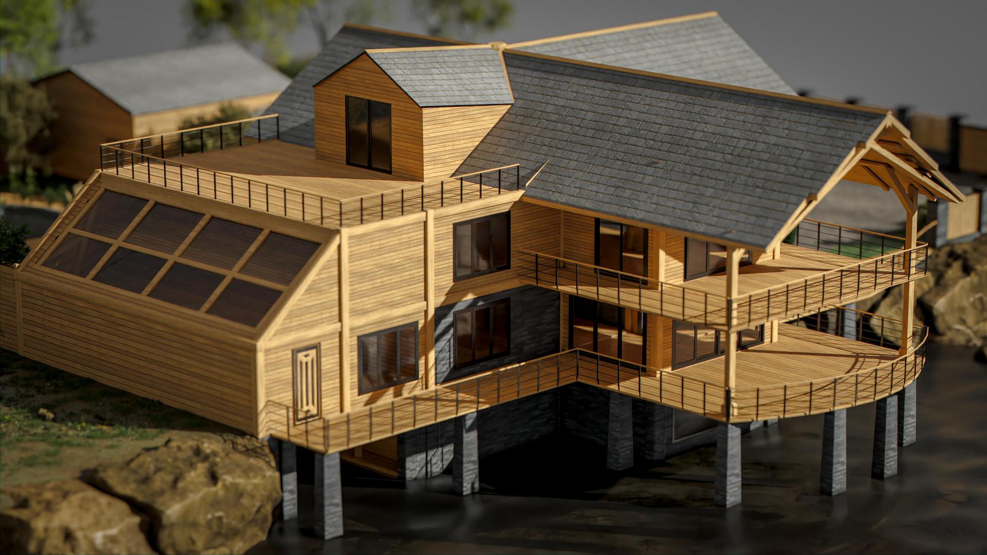 Lakeside mansion concept Arch viz